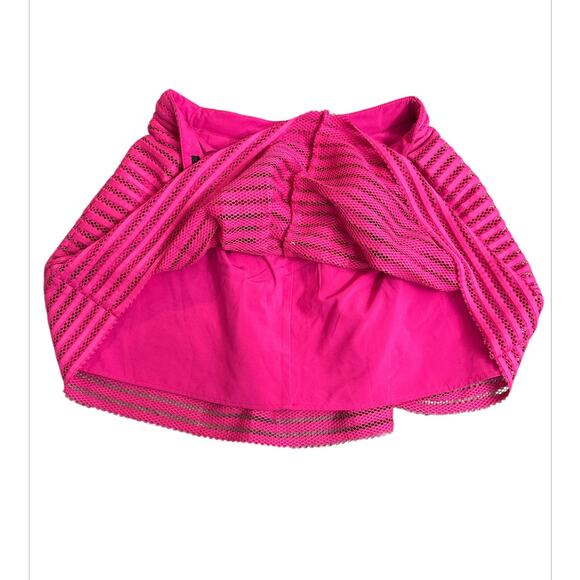 FOREVER 21 Pink Fuchsia Eyelet Pleated Short Y2K Skirt Lined Women Size Large - Picture 3 of 7